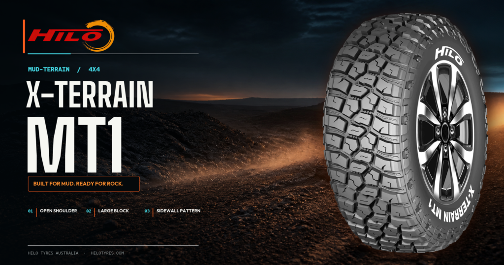 HILO X-TERRAIN MT1 mud-terrain tyre on rugged Australian terrain